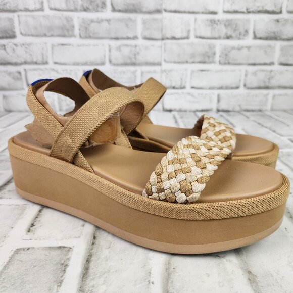 Rothy's The Lightweight Wedge Women's Sz 9.5 Beach Sand Chunky Platform Sandals - Picture 1 of 10
